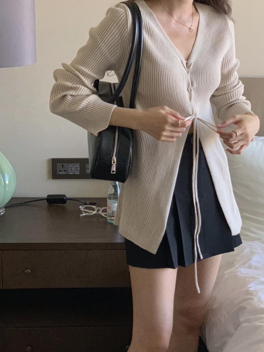 투웨이 스트링 가디건(4color)골지가디건/롱가디건/브이넥가디건/하객룩/브이넥가디건/하객룩/롱거디건 상세 이미지 21