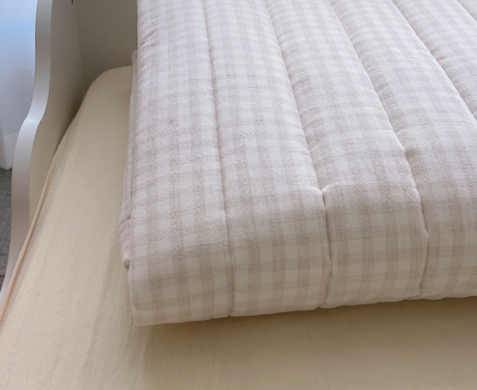 멜란 체크누빔패드 싱글 아이방 안방 순면 고정밴드 패드