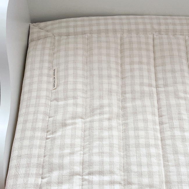 멜란 체크누빔패드 싱글 아이방 안방 순면 고정밴드 패드