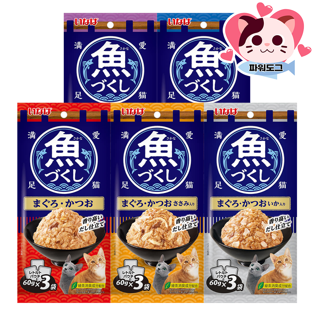 이나바 생선가득파우치 고양이 통조림 파우치 간식 TCR-171 참치+가다랑어, 180g, 1개 - 상세 이미지 2