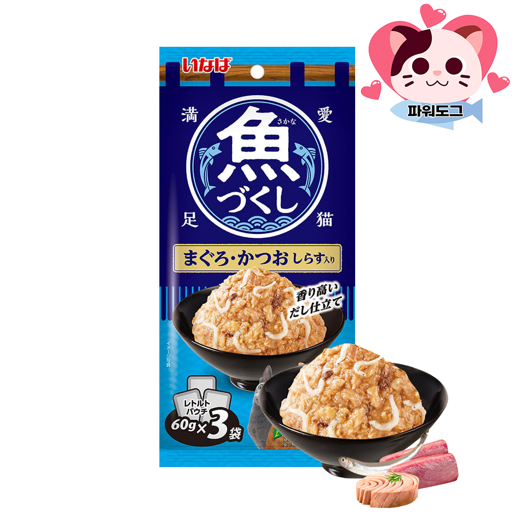 이나바 생선가득파우치 고양이 통조림 파우치 간식 TCR-171 참치+가다랑어, 180g, 1개 - 상세 이미지 4