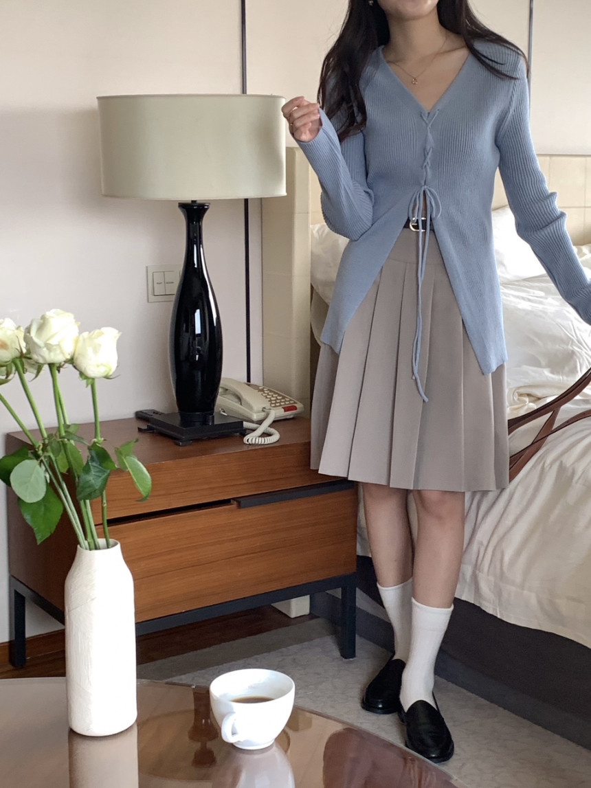 투웨이 스트링 가디건(4color)골지가디건/롱가디건/브이넥가디건/하객룩/브이넥가디건/하객룩/롱거디건 상세 이미지 5