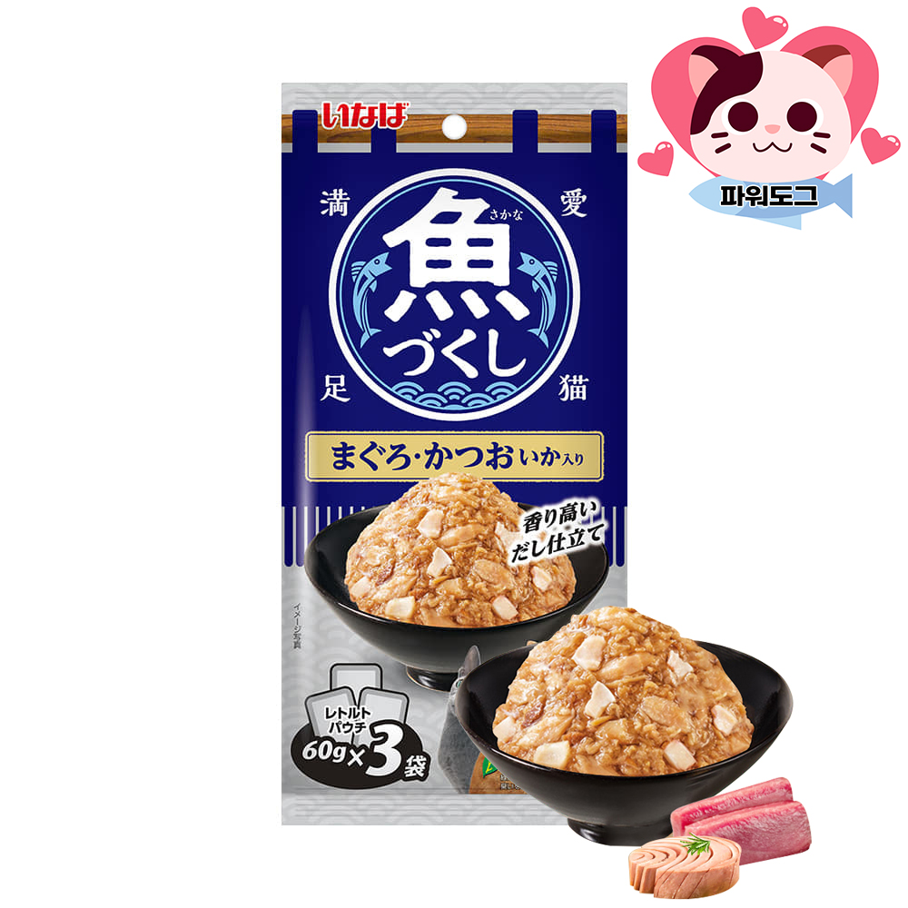 이나바 챠오 생선가득파우치 60g x3p 시니어 참치 가다랑어 고양이간식 노묘간식 이미지 6