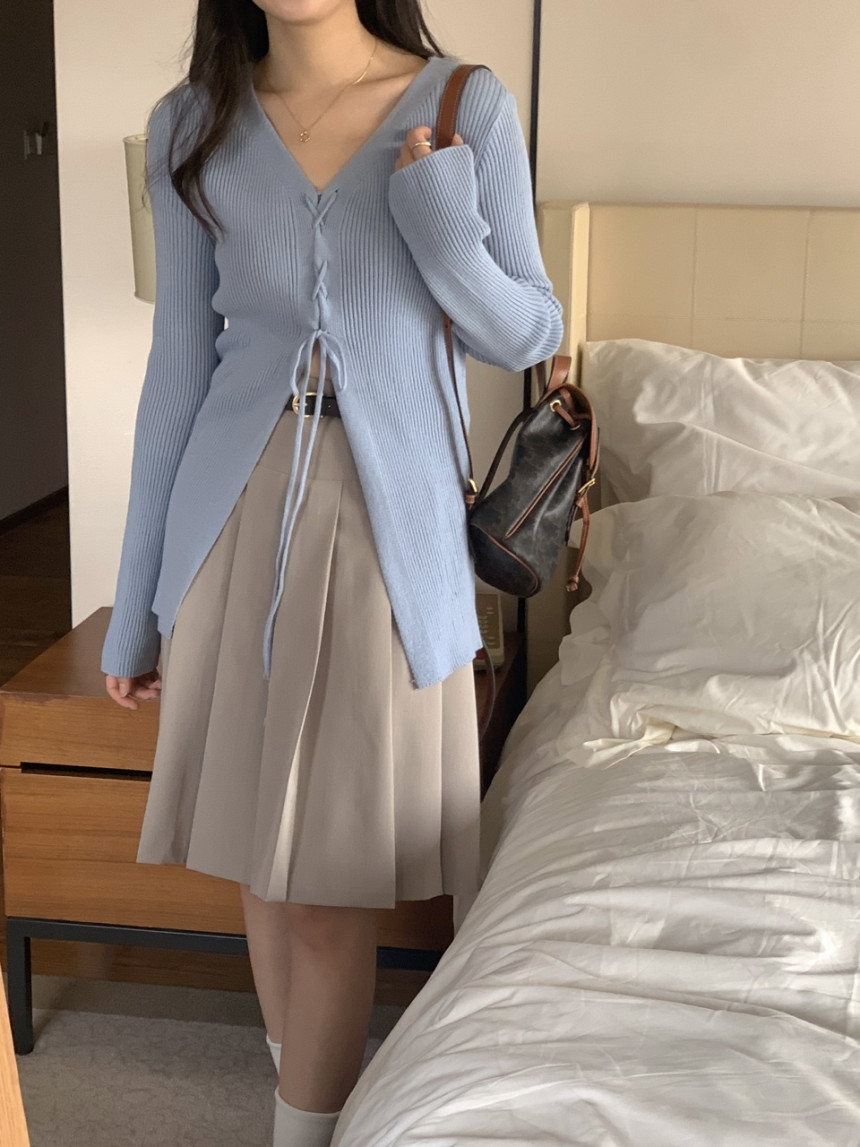 투웨이 스트링 가디건(4color)골지가디건/롱가디건/브이넥가디건/하객룩/브이넥가디건/하객룩/롱거디건 상세 이미지 8