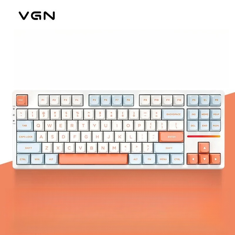 VGN V87 기계식 키보드 커스텀 가스켓 핫스왑 젤리오렌지 파워실버 - 상품 이미지