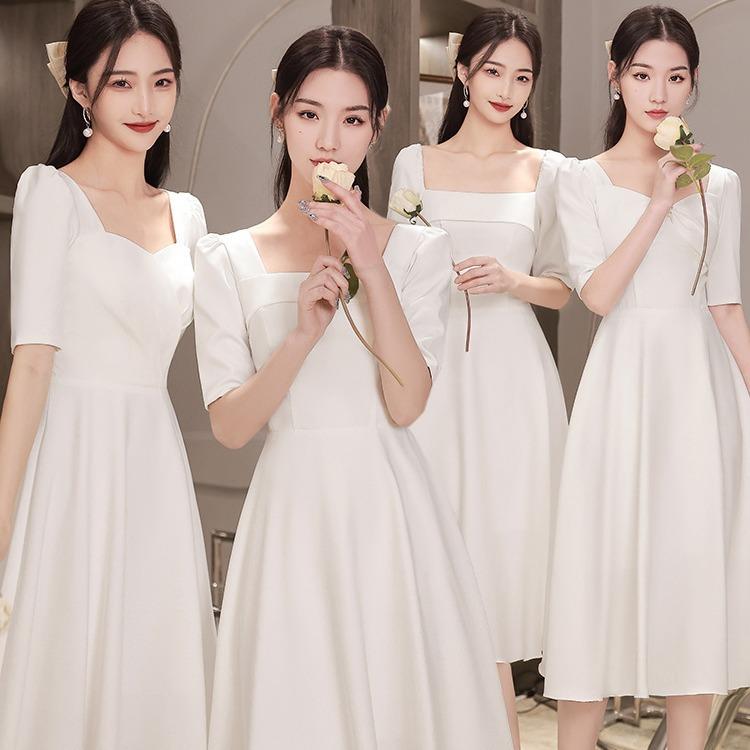 브라이덜샤워 원피스 이브닝 2부 유색 셀프웨딩 피로연 드레스 - 상품 이미지