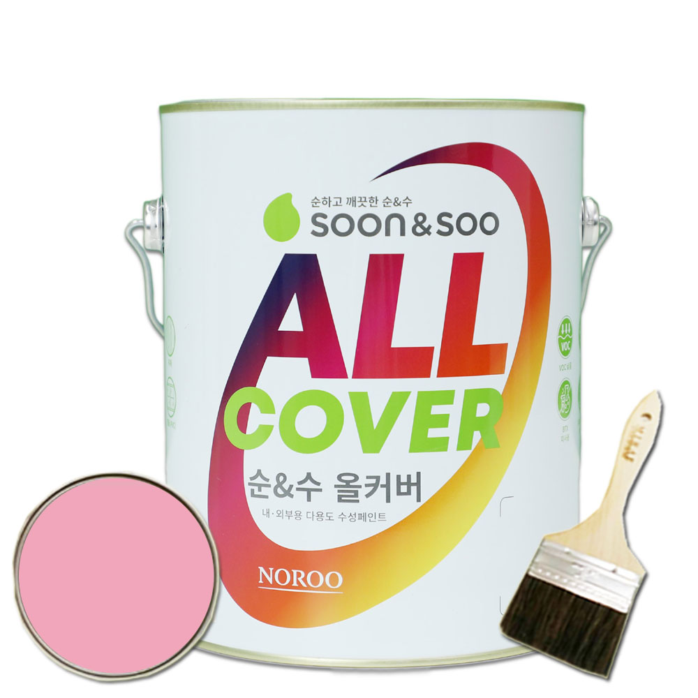노루 순앤수 올커버 페인트 1L 에그쉘광 백색 벽지 문 방문 가구 철제 목재 콘크리트 - 상세 이미지 2