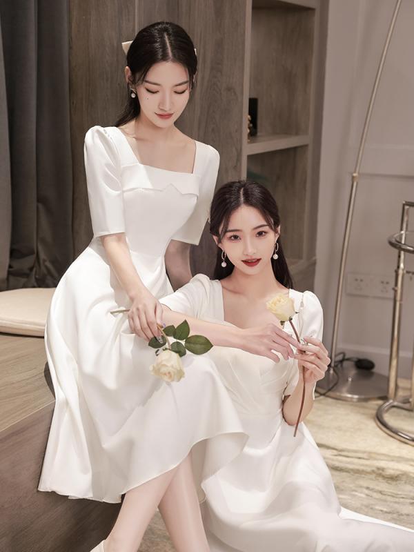 브라이덜샤워 원피스 이브닝 2부 유색 셀프웨딩 피로연 드레스 - 상세 이미지 4