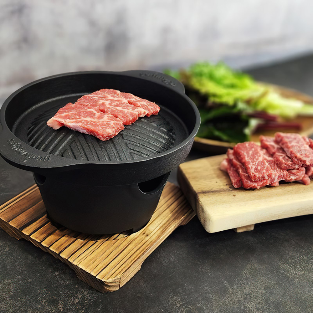 가정용 혼밥 무쇠주물 미니화로 1-2인용 그릴세트 직화구이팬