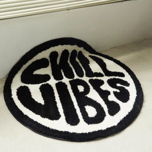 CHILL VIBES 라운드 원형 흑백 아트 힙한 디자인 스타일 미끄럼방... 솔직 후기 | 실제 배치 사진 포함 - 상품 이미지 3