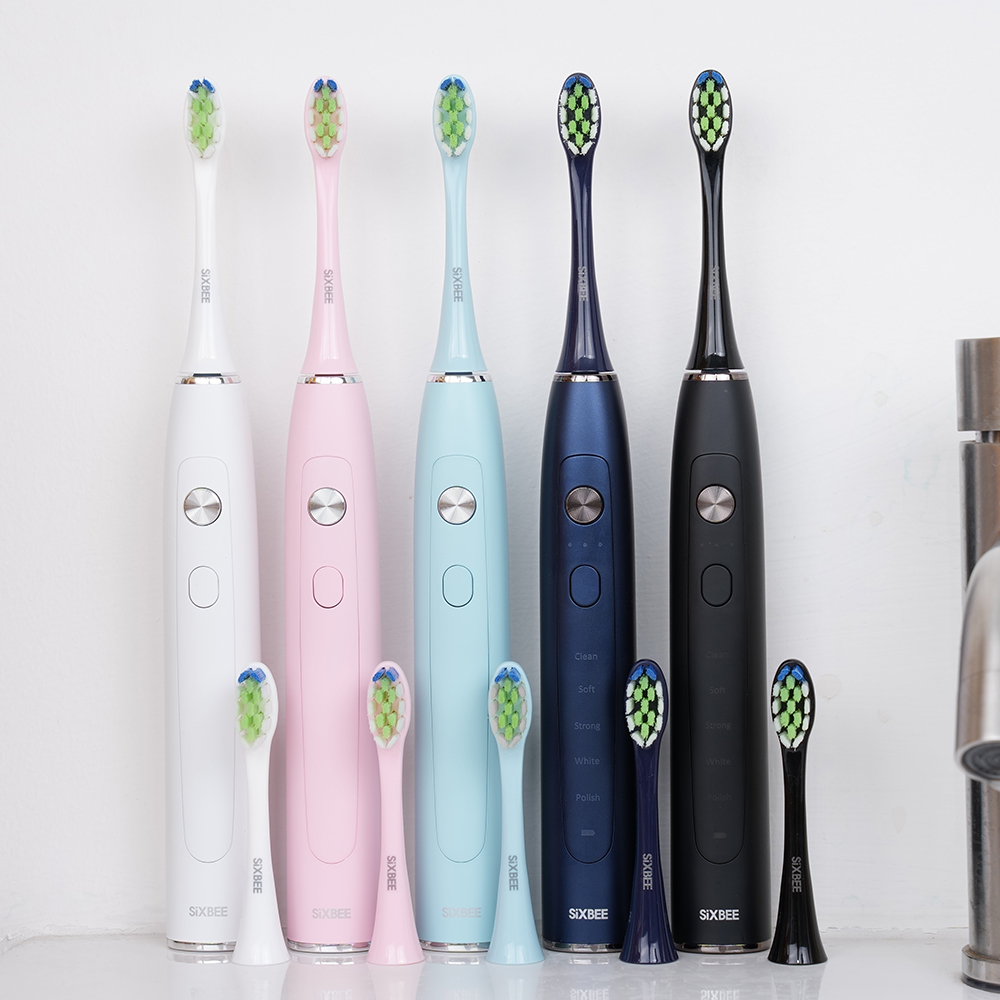 식스비 음파 전동 칫솔 듀얼케어_화이트