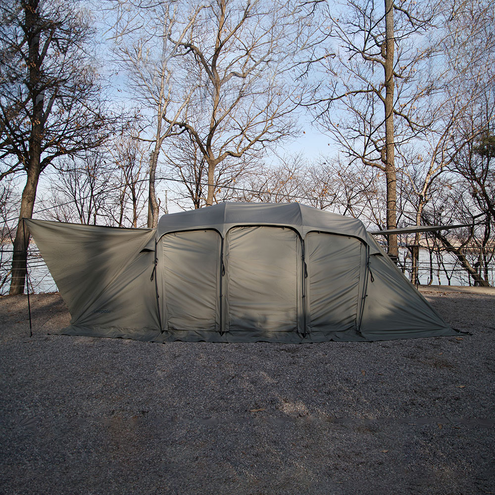 블루폴 리치필드 리빙쉘 텐트 터널형 쉘터 거실형 대형 장박 감성 캠핑텐트 사하라샌드