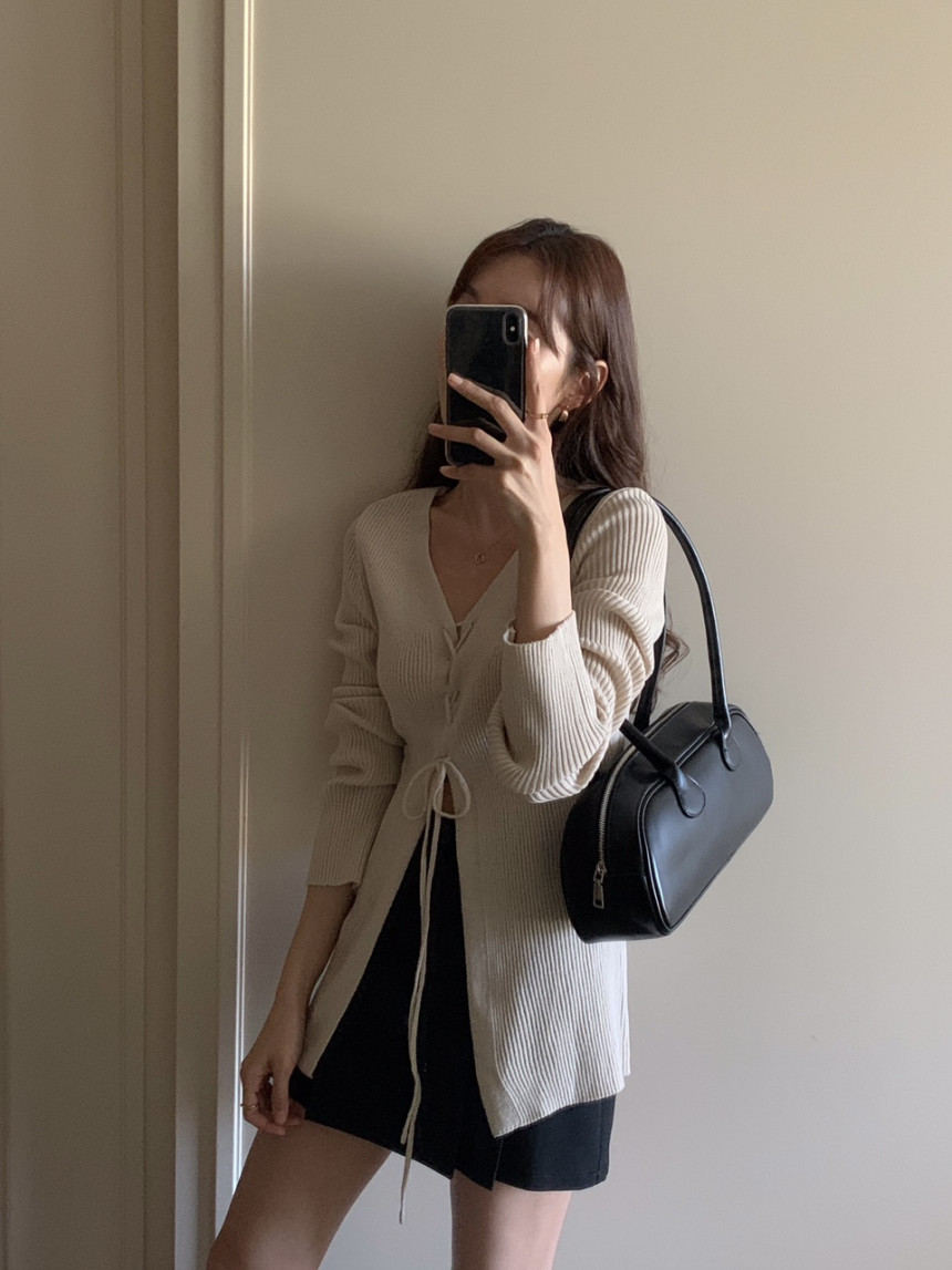투웨이 스트링 가디건(4color)골지가디건/롱가디건/브이넥가디건/하객룩/브이넥가디건/하객룩/롱거디건 상세 이미지 27