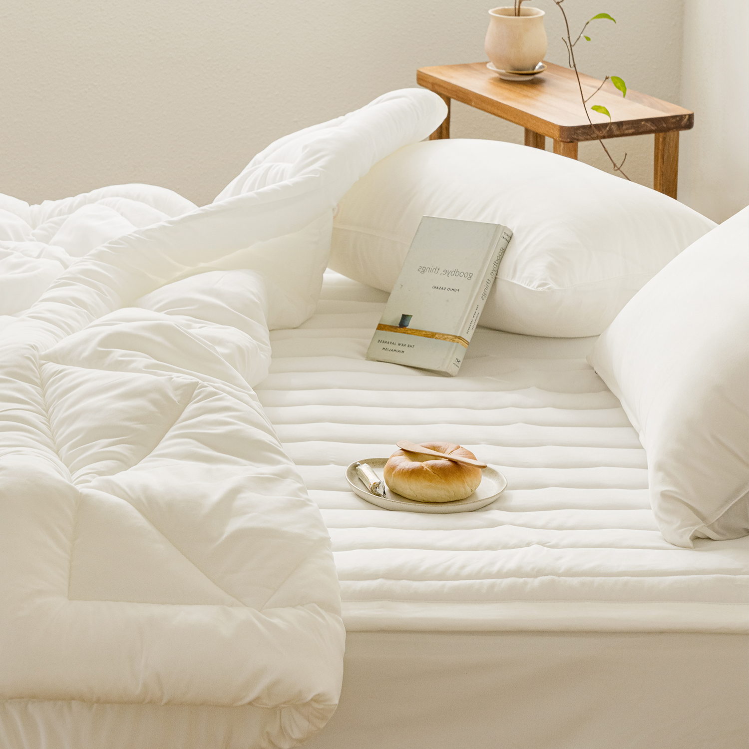 바자르 침대패드 먼지없는 극세사 몽실몽실 사계절 알러지케어 이불 고정밴드 SS