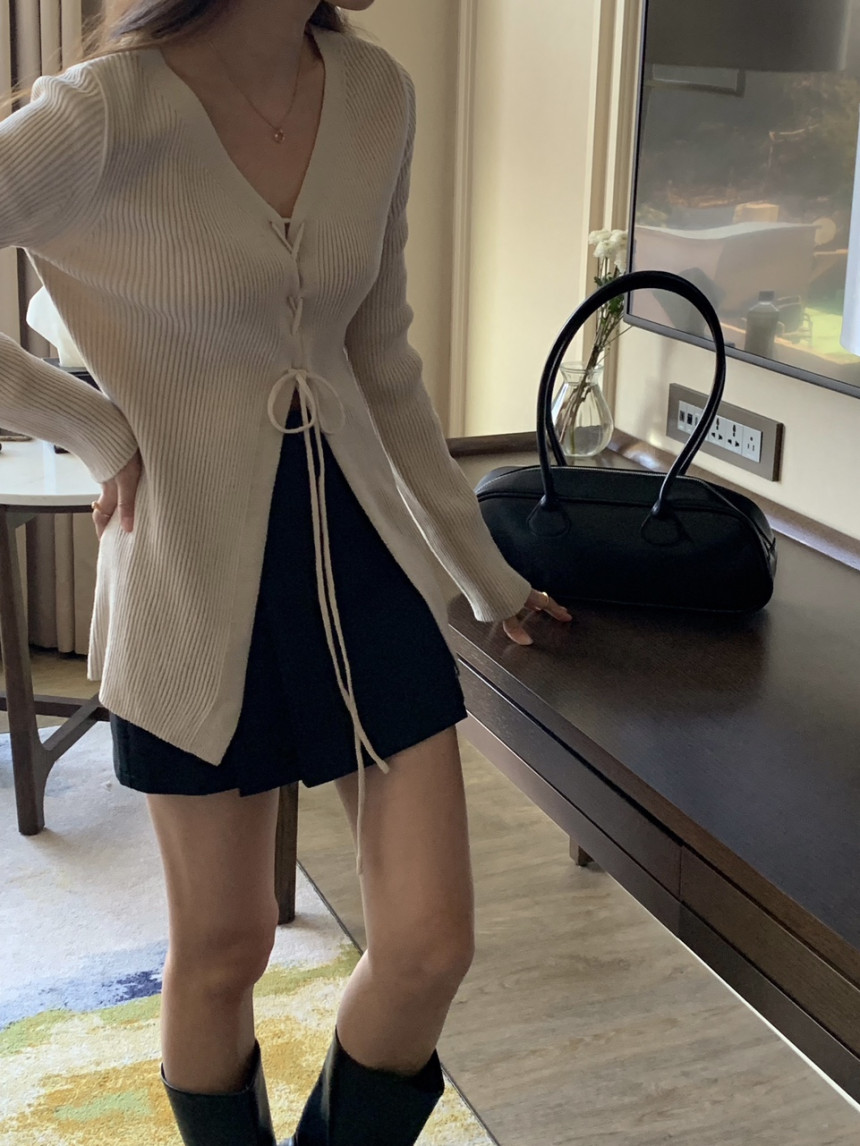 투웨이 스트링 가디건(4color)골지가디건/롱가디건/브이넥가디건/하객룩/브이넥가디건/하객룩/롱거디건 상세 이미지 24