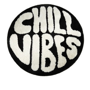 CHILL VIBES 라운드 원형 흑백 아트 힙한 디자인 스타일 미끄럼방... 솔직 후기 | 실제 배치 사진 포함 - 상품 이미지 2