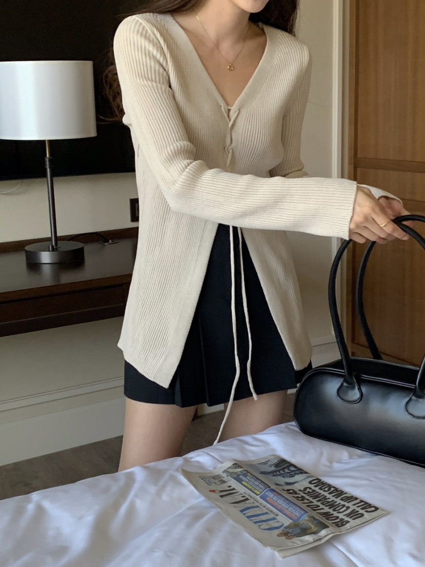 투웨이 스트링 가디건(4color)골지가디건/롱가디건/브이넥가디건/하객룩/브이넥가디건/하객룩/롱거디건 상세 이미지 20