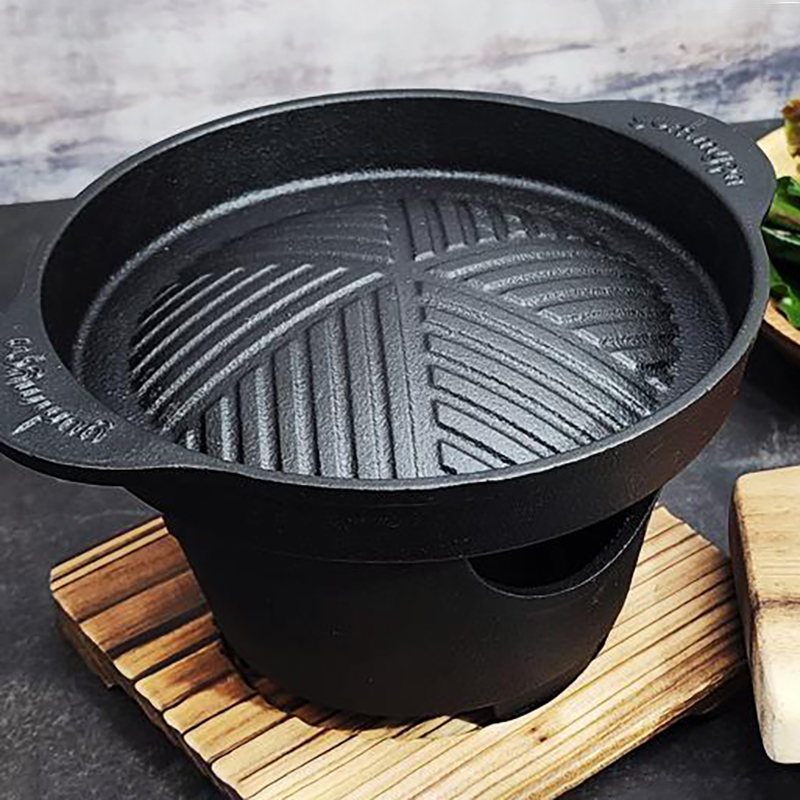 가정용 무쇠 주물 미니 개인화로 1인 캠핑 숯불 바베큐 그릴팬 고체연료 세트