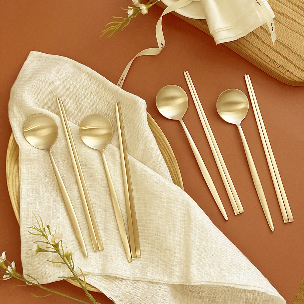 놋향 방짜유기 4인 달 수저세트 유기수저 놋수저