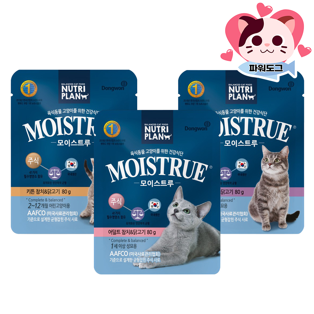 동원 모이스트루 주식 아기 고양이 습식 파우치 사료 참치 닭고기 시니어, 80g, 1개 - 상세 이미지 5