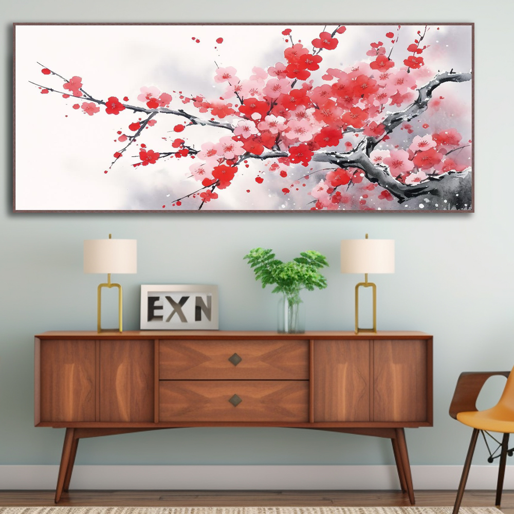 매화의 운치 150x60cm 무광오크 알루미늄 액자 - 상세 이미지 2