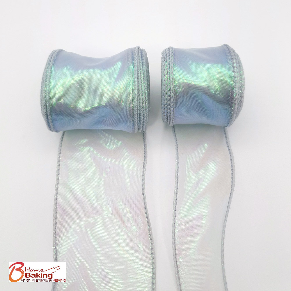 웨이브쉬폰리본끈 오로라리본9미터 컬러풀블루 폭4cm 6cm 택1 오간디 꽃포장 머리 제품 이미지