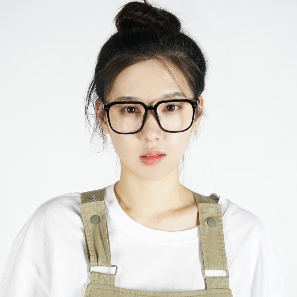 레트로 대두 사각 뿔테안경 오버핏 큰얼굴 큰안경테 블루라이트 검정 빛번짐 미소안경 이미지 2