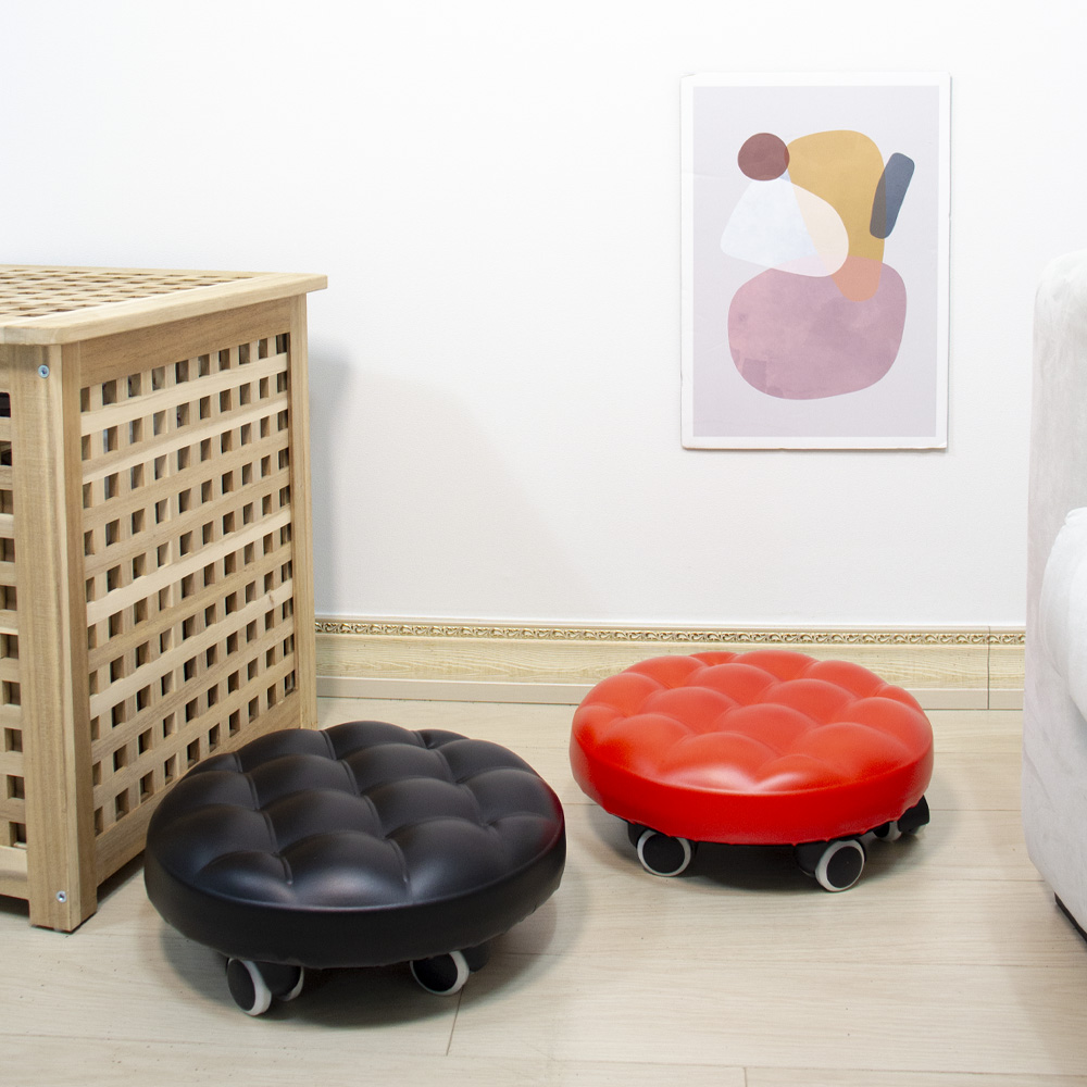 바퀴달린 의자 원형 둥근 작은 낮은 이동식 작업의자 엠보