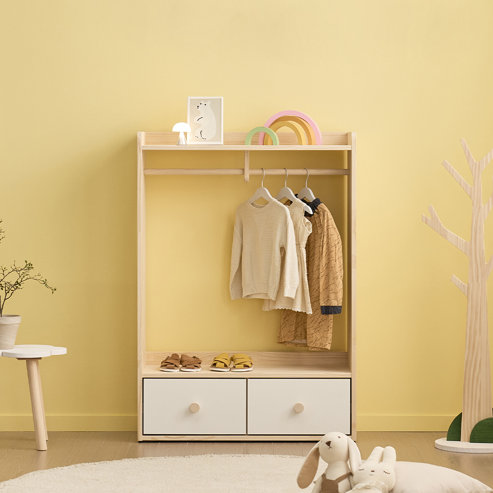 모로우드 준 800 아기행거 아기옷행거 어린이 유아행거 키즈 원목 서랍형