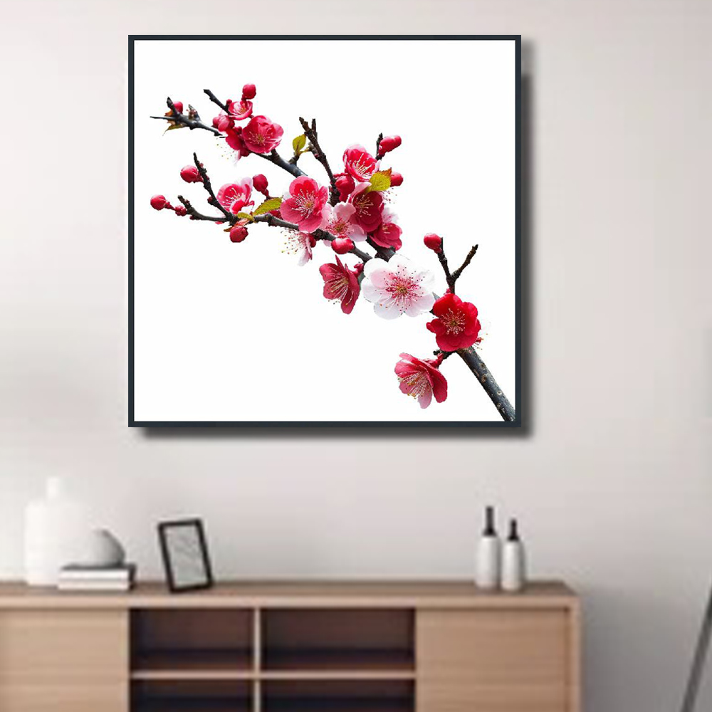 수묵매화 80x80cm 무광체리 알루미늄액자 매화그림 - 상세 이미지 4