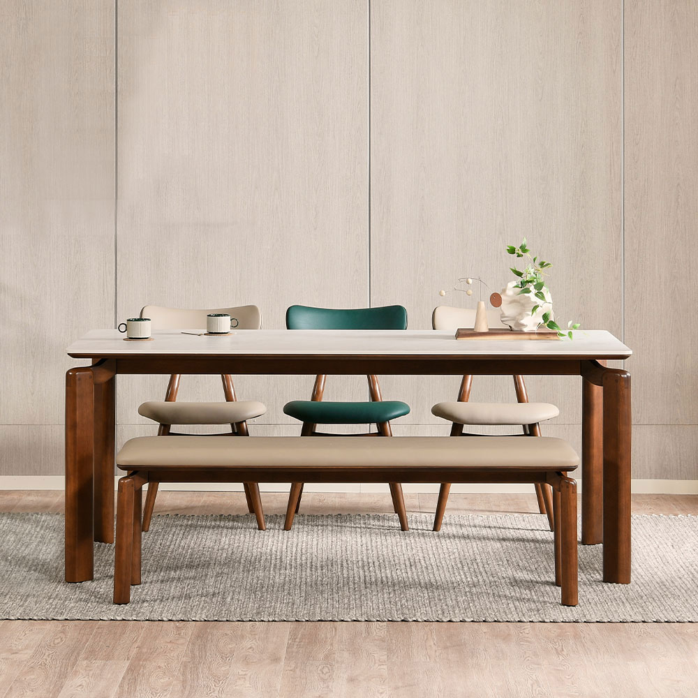 스코나 그라벤 원목 패브릭 레더 3인 벤치 의자 1400