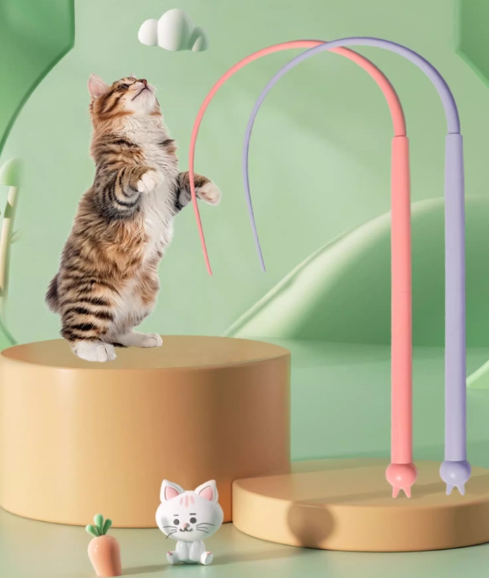 고양이 낚시대 쥐꼬리 고양이 장난감 리필 스틱 꼬리 장남감 고무 낚싯대 실리콘 - 상세 이미지 3