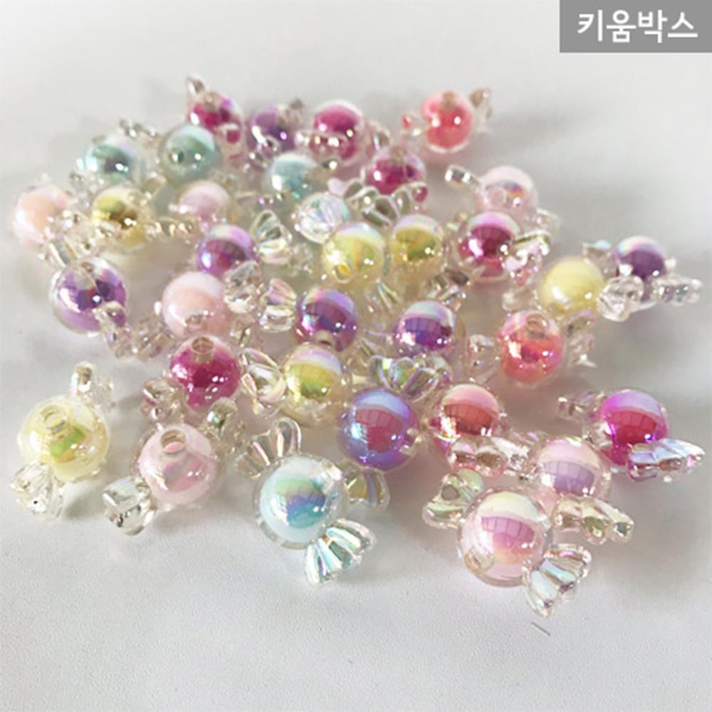 악세사리 만들기 무지개 이중 구슬 사탕 125g 약100개 생일 선물 : 다옴숍