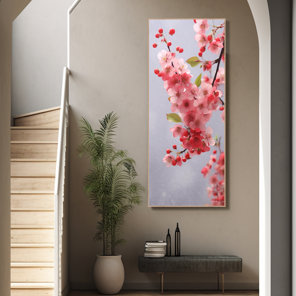 봄의 매화 60x150cm 무광오크 알루미늄 액자 매화꽃그림 이미지 3