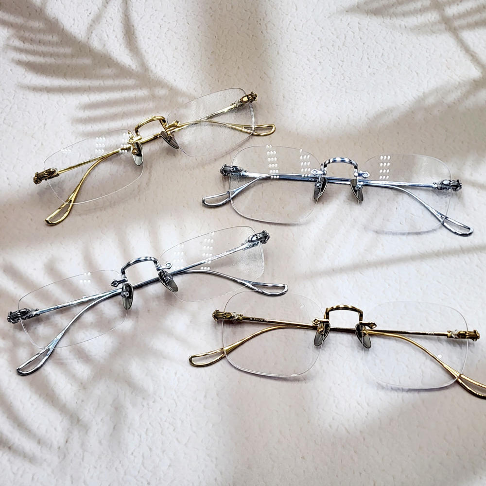 티타늄 무테안경 긱시크안경 여자 남자 금테 은테 투명 사각 가벼운 블루라이트차단 안경테