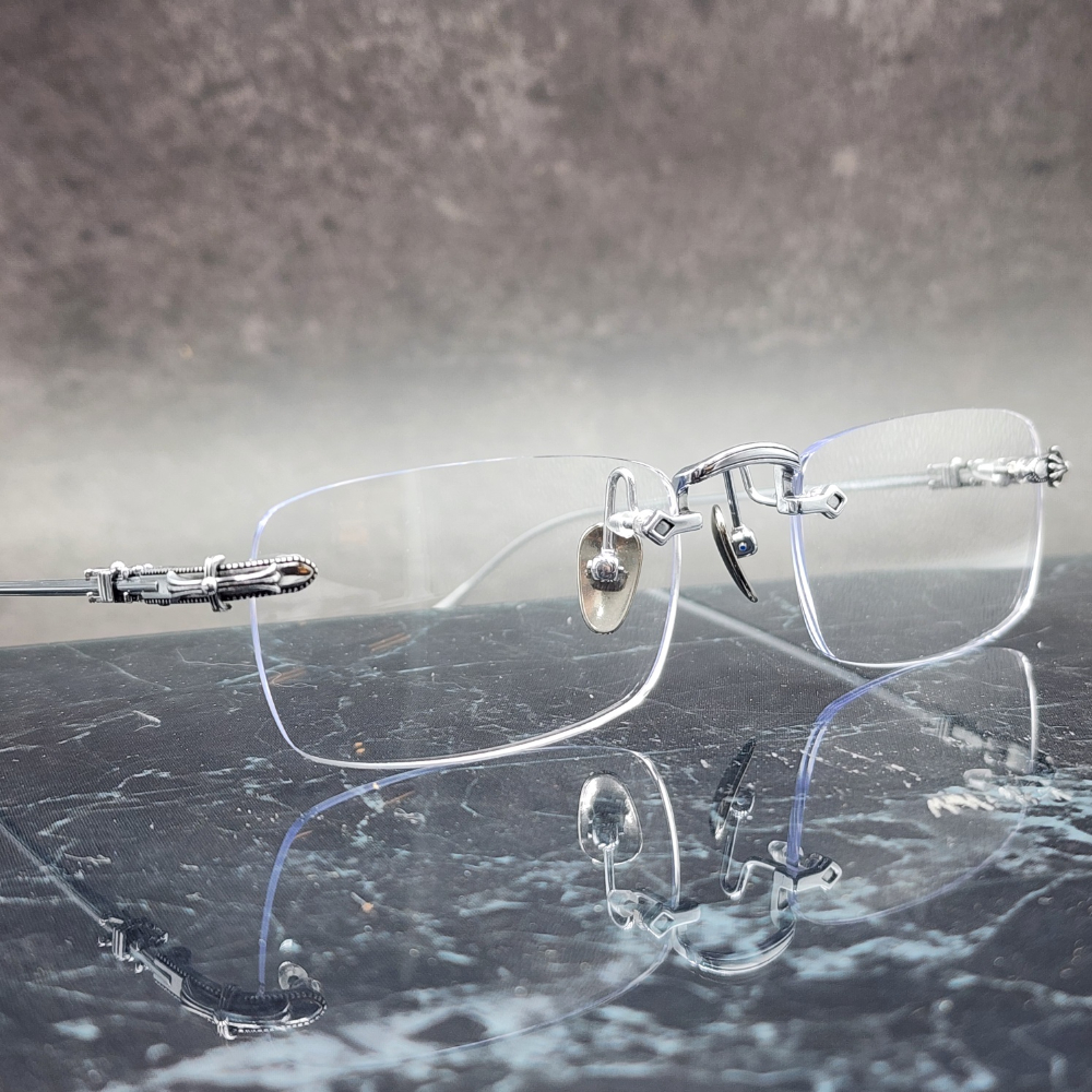 티타늄 무테안경 긱시크안경 여자 남자 금테 은테 투명 사각 가벼운 블루라이트차단 안경테