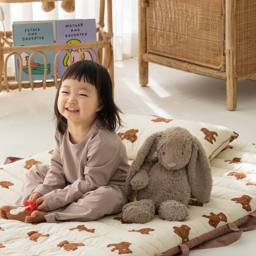 메리투투 꿀잠 어린이집 사계절 NEW모달 모카베어 순면 누빔 낮잠이불세트