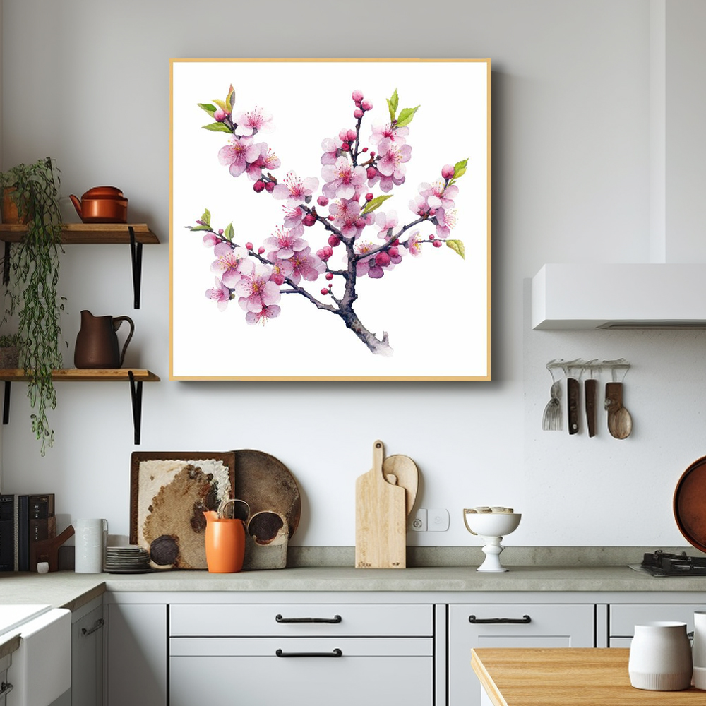 수묵매화 80x80cm 무광체리 알루미늄액자 매화그림 - 상세 이미지 5