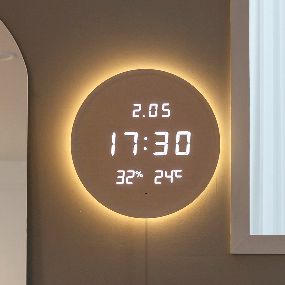 플라이토 벽시계 LED 벽걸이 3세대 백라이트 인테리어 디지털 전자 거실 집들이 루나 온습도 와이파이