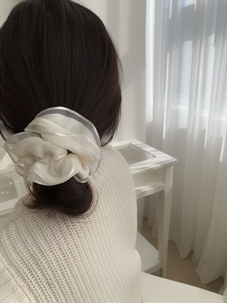셀프러브 쉬폰 오간디 스크런치 - 골드라벨 여성 오간자 시스루 헤어밴드 머리끈 - 상세 이미지 3