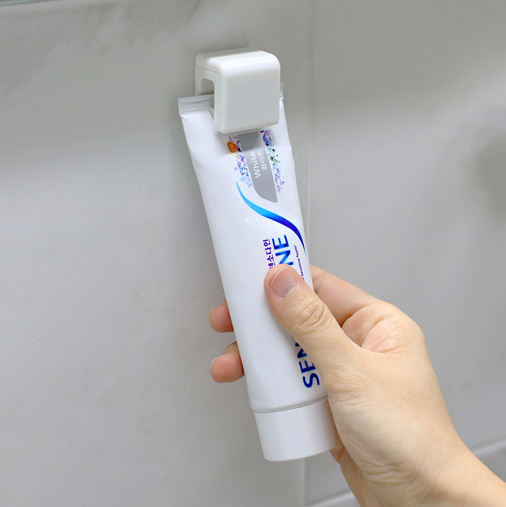 심플 화이트 치약걸이 튜브 꽂이 홀더 거치대 무타공 부착식