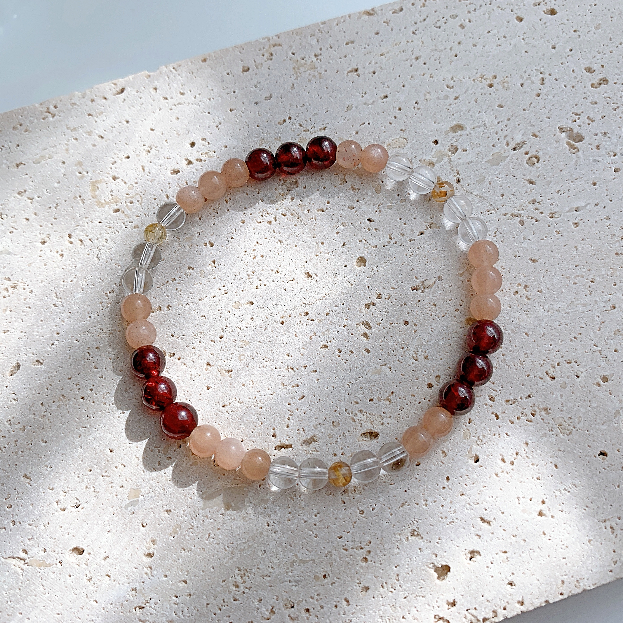 에이플로 레드 가넷 선스톤 백수정 천연 원석팔찌 - 상세 이미지 2