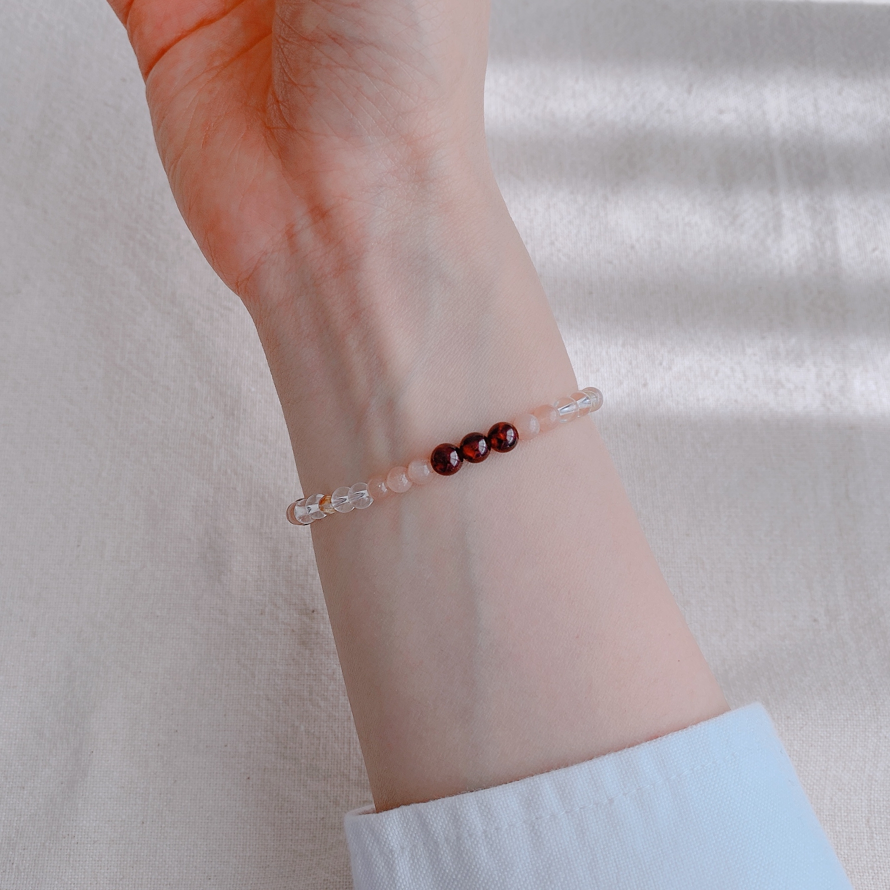 에이플로 레드 가넷 선스톤 백수정 천연 원석팔찌 - 상세 이미지 5