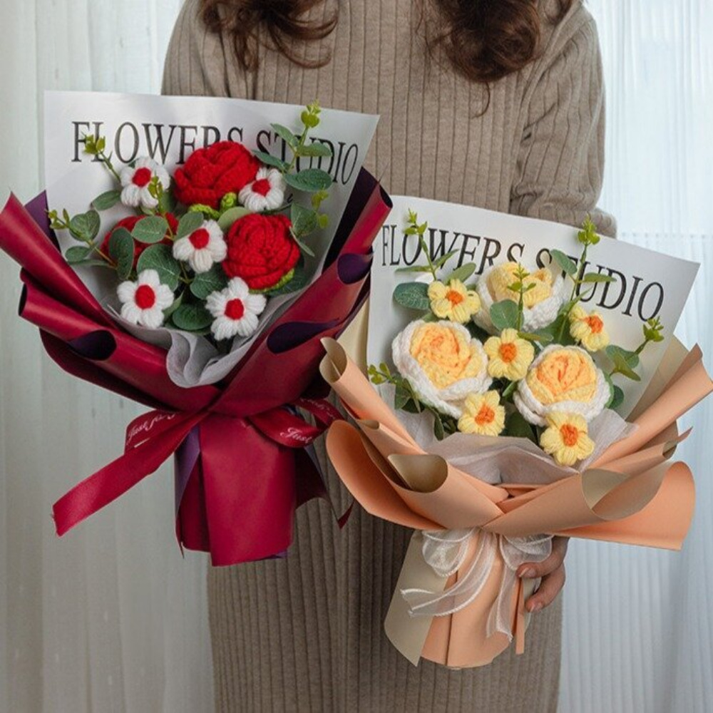 니트 꽃다발 뜨개꽃 조화 졸업식 꽃 선물 상세 이미지 2