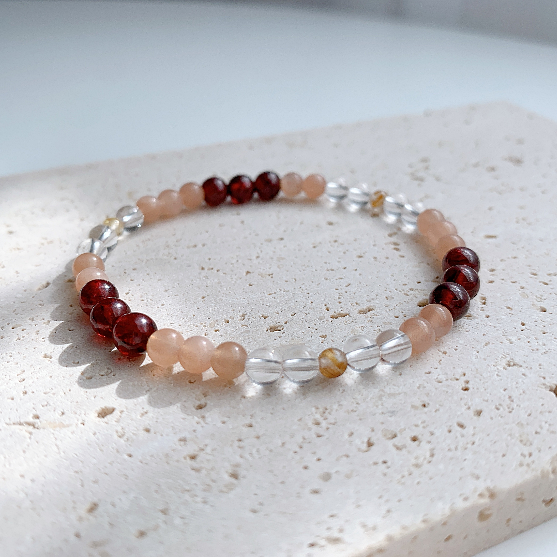 에이플로 레드 가넷 선스톤 백수정 천연 원석팔찌 - 상세 이미지 3