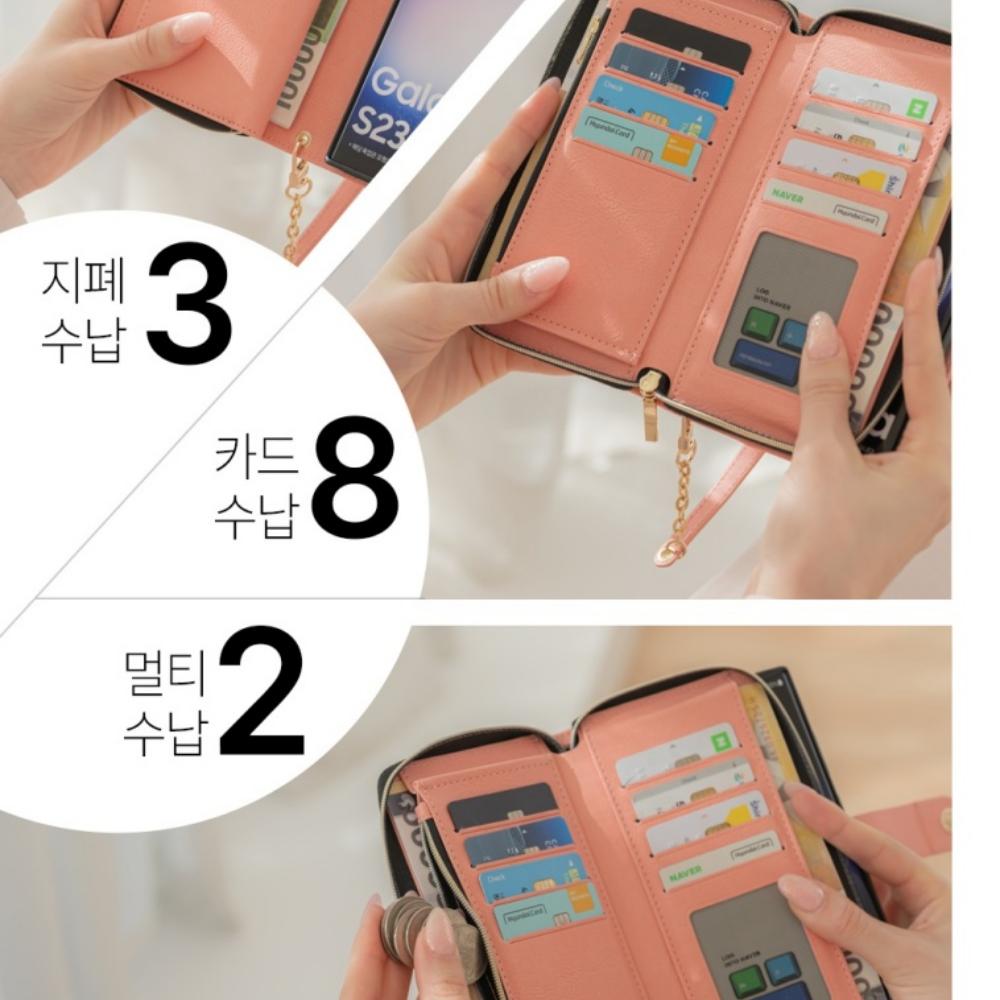 새런 지퍼형 다이어리 가죽 지갑 케이스 인디핑크, 갤럭시S24 FE - 상세 이미지 3