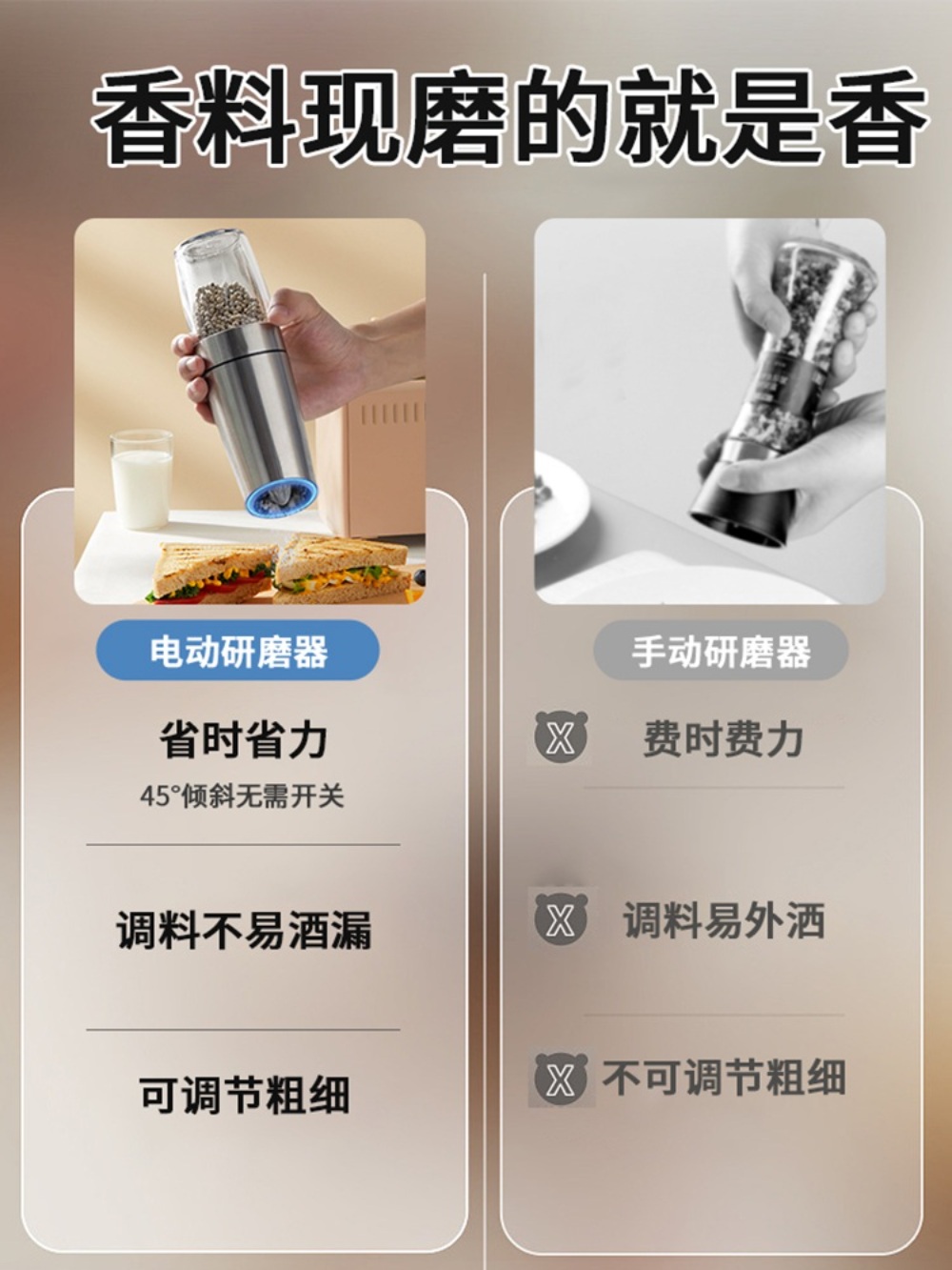 후추 전동 그라인더 통후추 후추그라인더 소금그라인더자동 소금 후추 깨 분쇄기 자동 - 상세 이미지 5