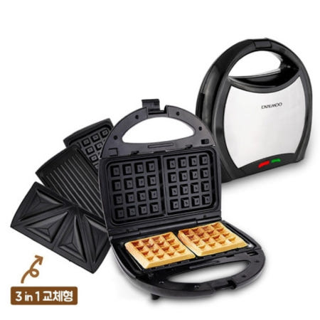 대우 3in1 샌드위치+그릴+와플 논스틱 코팅열판 폴더형 접이식 와플메이커