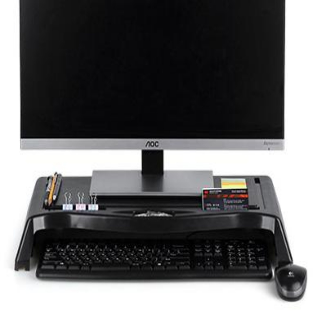 낮은 듀얼 PC 모니터 노트북 컴퓨터 검정색 검정 받침대 - 상세 이미지 2