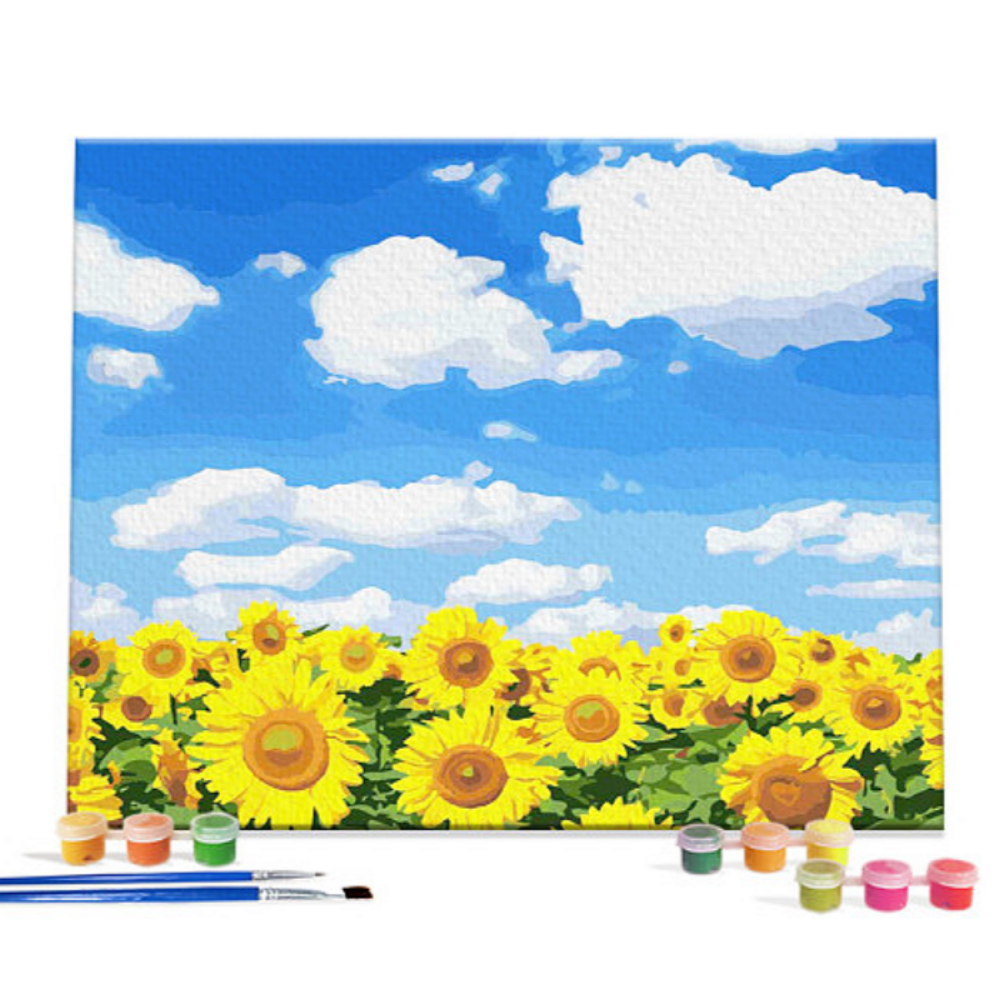 해바라기 명화 유화 그리기 DIY 세트 해바라기 글라스 25x25 - 상세 이미지 3
